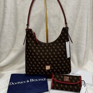 Dooney And Bourke Brown Gretta Hobo Bag And Continental Clutch Wallet NWT